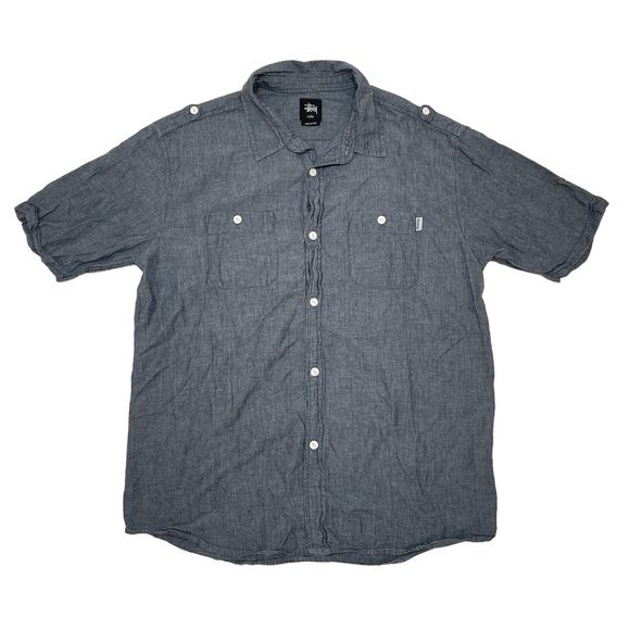Stussy Gray Casual Button Down Shirt - Picture 1 of 13